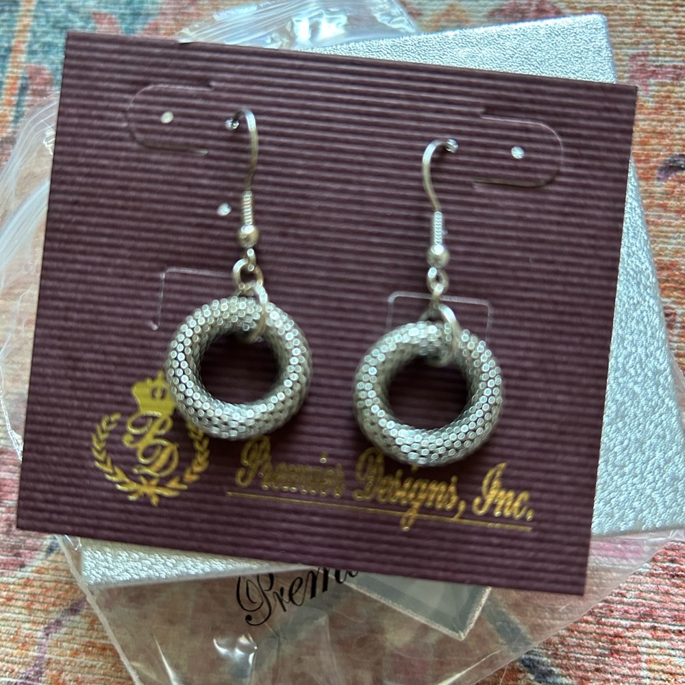 NWT Premier designs Runway earrings antique silver plated fishhook earrings